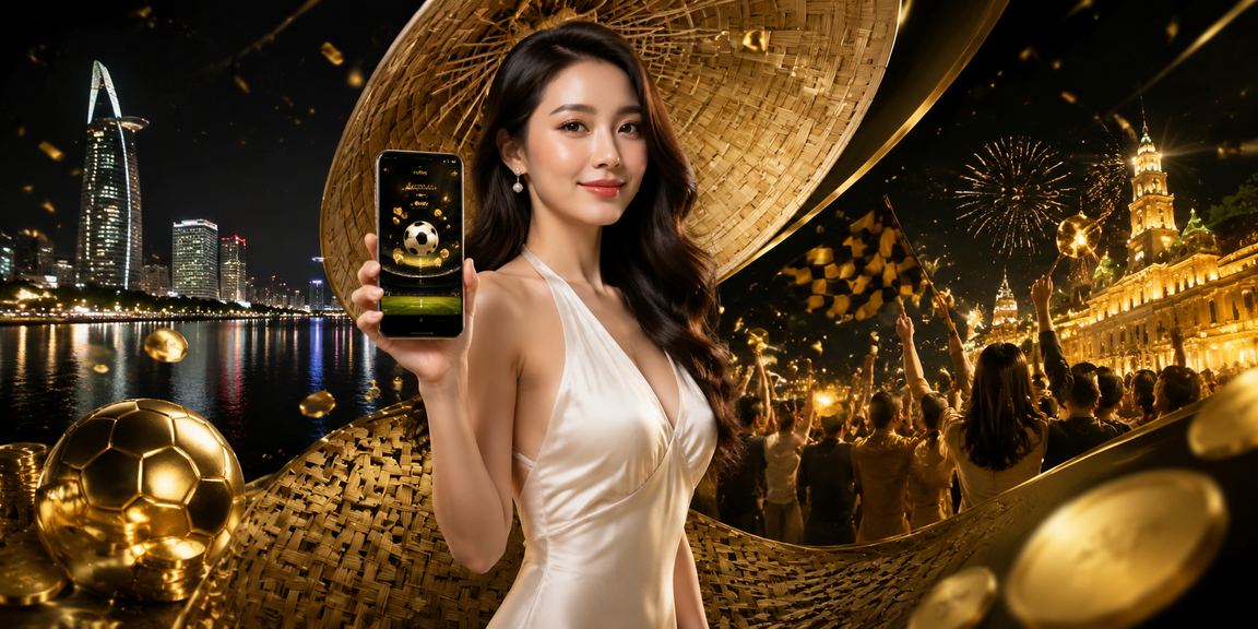 Người xem bóng đá cá cược trên điện thoại tại TP Hồ Chí Minh với nón lá truyền thống